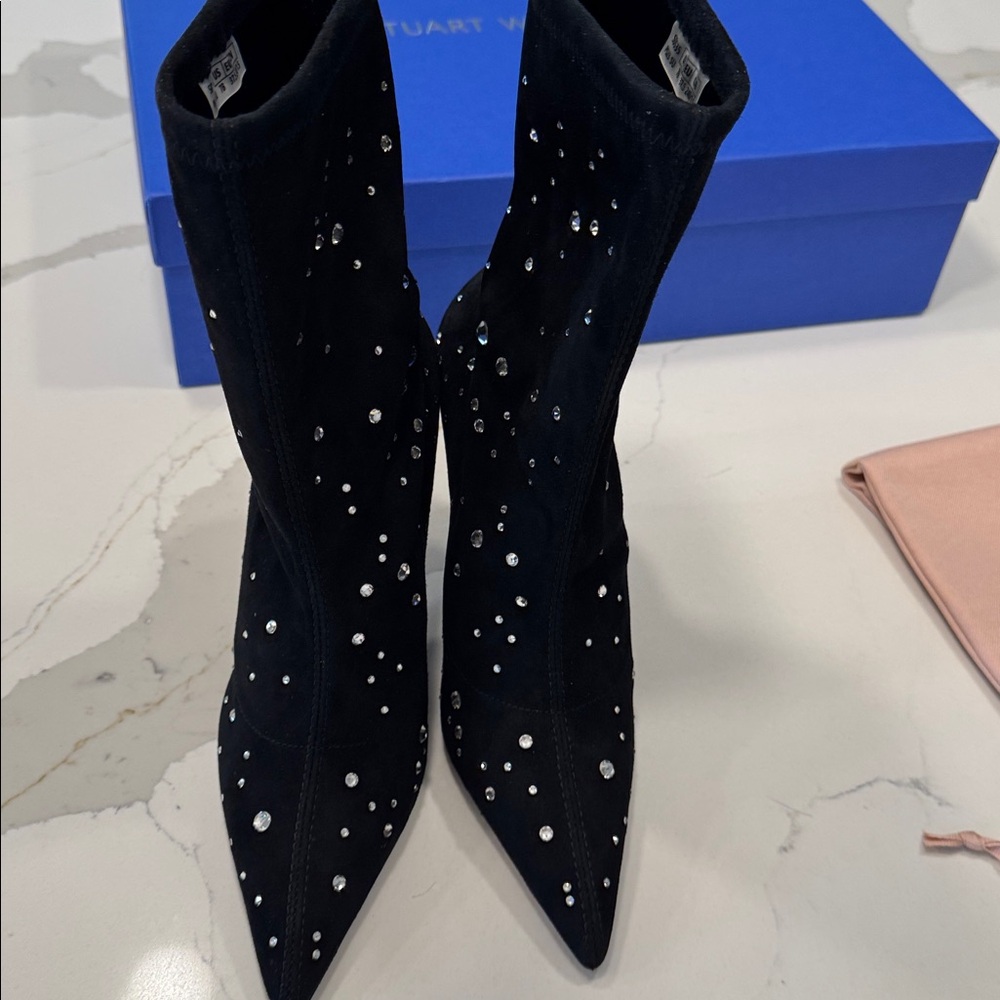 Stuart Weitzman Stretch Cosmic 100 Bootie with Crystal Accents Size 7